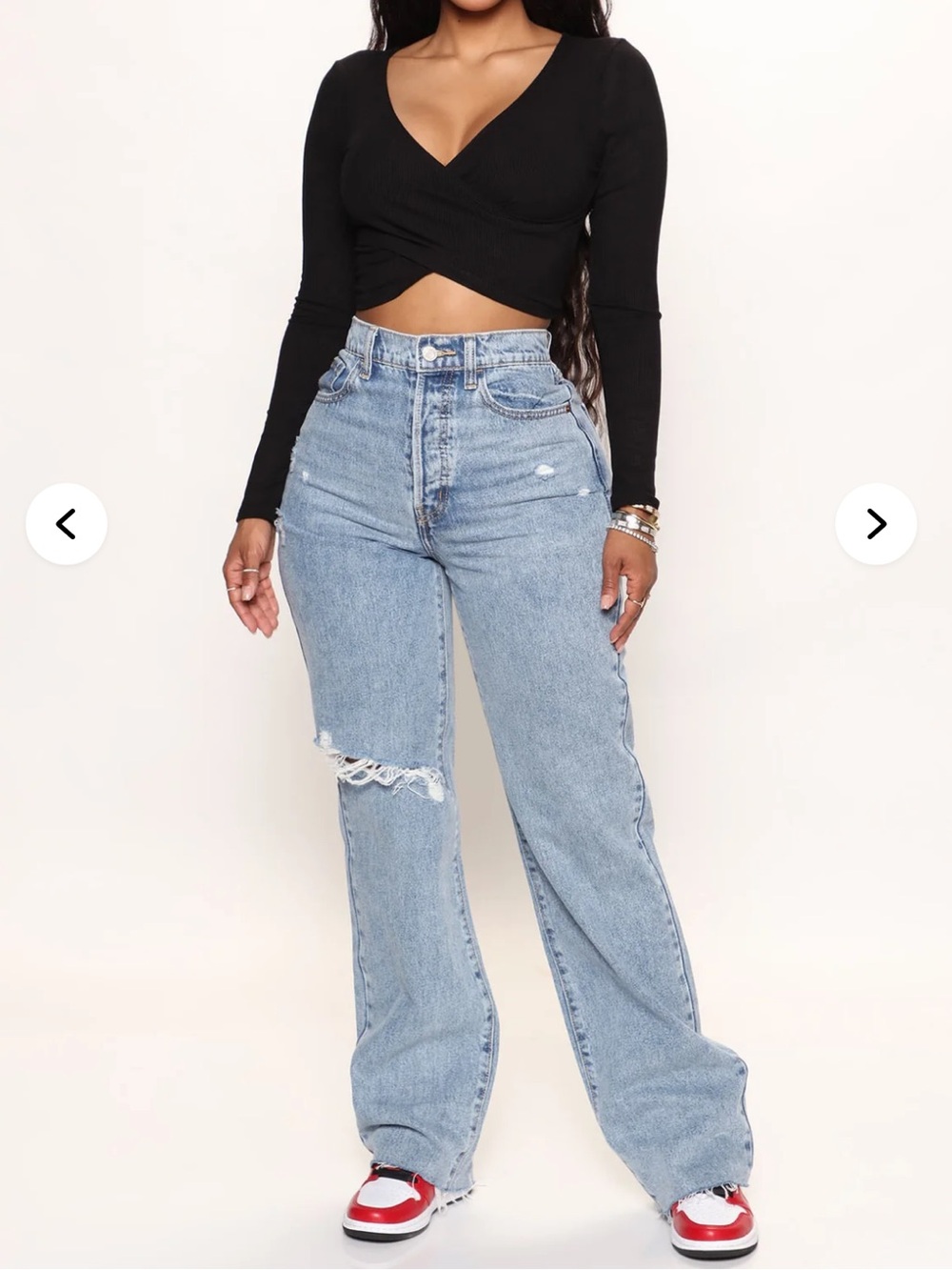 High-Rise Light Blue Distressed Straight-Leg Jeans